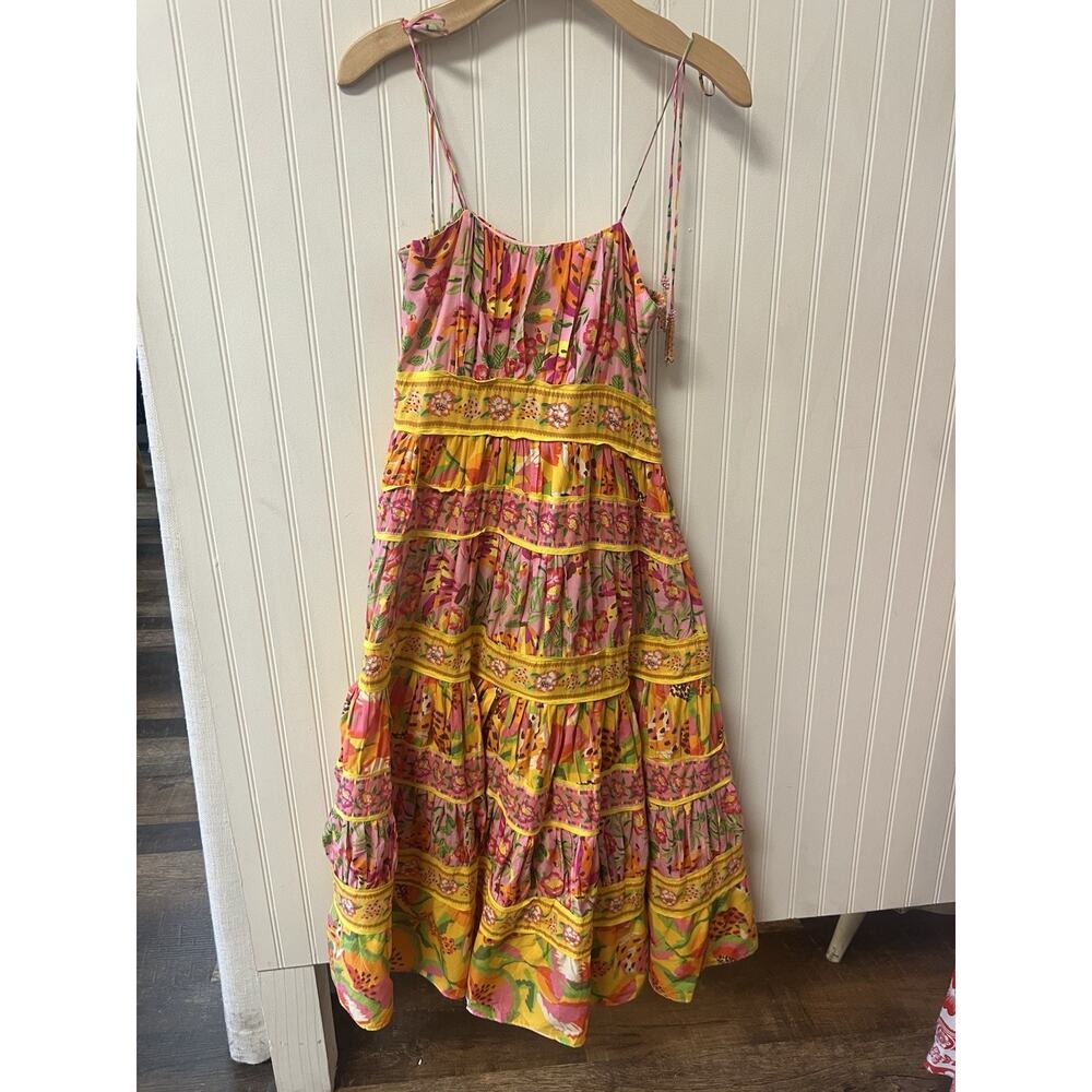 FARM RIO Mixed Fruits Floral Paradise Midi Dress ~ Small S Summer Vacation - Picture 7 of 12